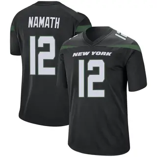 New York Jets Men's Joe Namath Game Stealth Jersey - Black