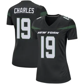 New York Jets Women's Irvin Charles Game Stealth Jersey - Black