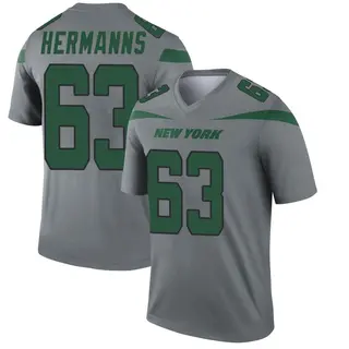 New York Jets Youth Grant Hermanns Legend Inverted Jersey - Gray