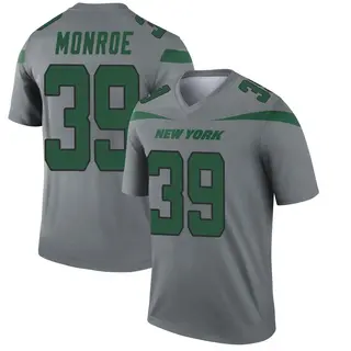 New York Jets Youth Jarius Monroe Legend Inverted Jersey - Gray